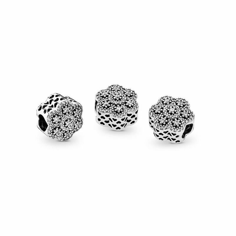 Pandora Crystalized Floral Charm NZ, Sterling Silver (601354-SZD)